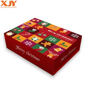 XJY Logo kustom cetak Natal coklat Advent kalender kotak hadiah kemasan kertas surat kotak