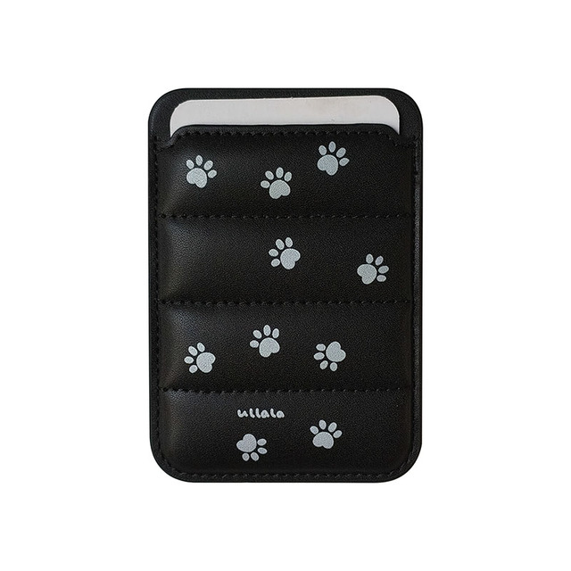 Soft 3D Down Jacket with Cute cat Paw Magnetic Anti Scratch Card Clip Wallet Suitable for iPhone Magnetic Card Holder