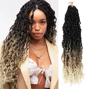 18 28 Inch Synthetic Crochet Braids Ombre Brown Blonde Long Wavy Majesty Twist Crochet Hair Curly Passion Twist Braiding Hair