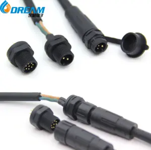 Usine M12 connecteur de fil électrique IP68 mâle à femelle câble étanche 5 broches connecteur pour câble d'éclairage extérieur LED