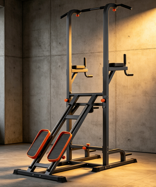 Heavy Duty Power Tower Dip Station Workout Pull up Bar with Stair Climb Quick Install Strength Fitness Exercise Equipment