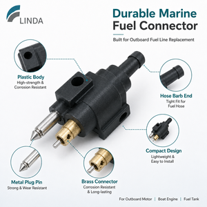 Conector Rápido de Línea de Combustible para Motor Fuera de Borda, de Aluminio Negro, Duradero, para Motores Marinos Yamaha de 2 Tiempos y 2 Cilindros - Product Image 2