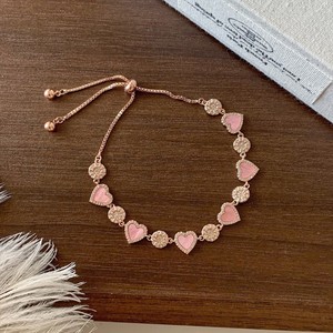 Pink Heart <b>Crystal</b> Chain <b>Bracelet</b> Women's Adjustable Fashion Jewelry Gift - Product Image 1