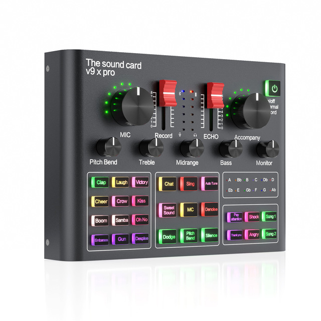 External USB Sound Card Studio Recording Audio Interface PC Live Stream V8 and Microphone Set