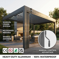 Pergola à lames orientables en aluminium sur mesure ANCSEM avec commande manuelle, télécommande et application, toit réglable, patio extérieur, imperméable