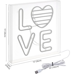 Letrero LED de 15"W x 15"H Blanco/Arcoíris con la Palabra 'LOVE', Funciona con USB, 315 Lúmenes, Caja Acrílica Contemporánea y Glamorosa, No Regulable, para Dormitorio - Product Image 2