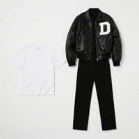 Blouson Bomber en Cuir Noir Personnalisé pour Homme avec Logo Brodé Style Letterman – Vente en Gros, Manches Côtelées Décontractées