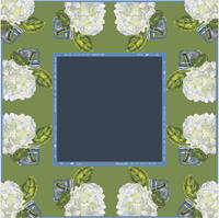 Tapis de jeu de mahjong bleu clair à motif de fleurs d'agrumes et de papillons, avec cadre festonné, dos antidérapant en caoutchouc et absorption des chocs