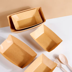 Descartável personalizado Logo Takeout Paper Bowl Piquenique Camping Batatas fritas Snack Sobremesas Bandeja Placa Embalagem Kraft Boat Box - Product Image 2