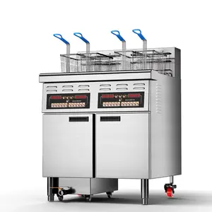 CE Approved high quality double two twin tanks 28L computer Automatic Lifting Fryer with oil filtering system