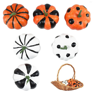 6 pièces de décorations artificielles de table, style ferme, en forme de citrouille, accessoires de photographie pour Halloween, automne, Noël, en mousse végétale - Product Image 1