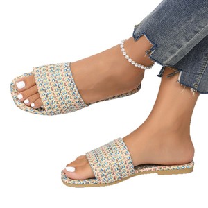Sandalias de playa frescas y ligeras para mujer, estilo europeo y americano, talla grande, con cinturón tejido, modelo 231 - Product Image 5