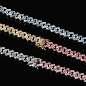 Colliers en zircon pour hommes et femmes, chaîne cubaine à une rangée de diamants, vente en gros - Product Image 4