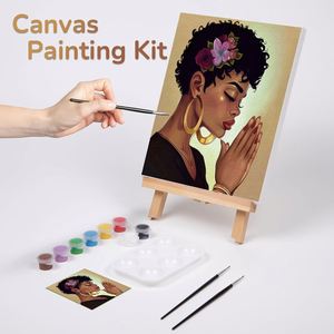 Pre-Drawn Canvas Afro Woman Paint Art Kit for Kids and Adults Home Decor Paint Sip Party Supplies - Product Image 2