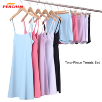Vestido de Tenis de 2 Piezas de Alta Calidad para Mujer - Sujetador Incorporado Extraíble y Pantalones Cortos Desmontables, Espalda Descubierta para Golf, Ejercicio o Fitness