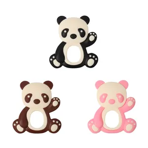 Panda Teether Ring Panda Baby Pacifier New Born Baby Products Bpa Free Silicone Customized Logo Soft Toy Reusable Unisex 1pcs