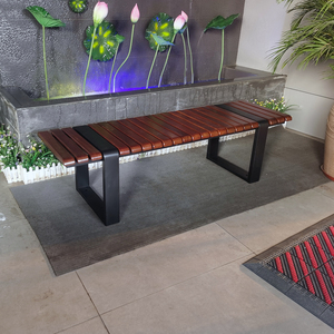 Banco de Madeira Moderno para Exterior - Banco Durável, Ecológico e Resistente à Água para Jardim, Parque e Espaços Públicos - Cadeira de Descanso Sem Encosto - Product Image 2