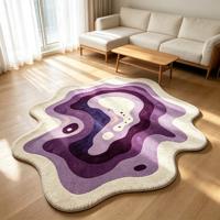 Moderner Exzentrischer Teppich Kunstwolle Bedruckter Teppich für Wohnzimmer Luxuriöser Unregelmäßiger Wellen-Teppich Weicher Plüsch-Dekor Alfombra