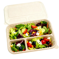 Contenants alimentaires sectionnels en amidon de maïs végétal, 3 compartiments, biodégradables, avec couvercle, pour le déjeuner au bureau