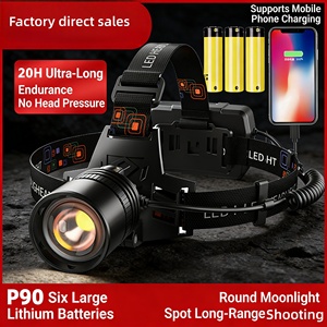 Lampe frontale ultra-lumineuse rechargeable par USB, à focalisation réglable, pour l'extérieur - Product Image 4