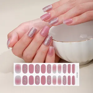Hot Sale New Arrival Long Lasting Semi-Cured Gel Nail Stickers Plastic Nail Wraps In Stylish Designs