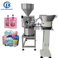 Machine de remplissage et de bouchage automatique de sachets à bec verseur pour jus et liquides, avec pompe rotative servo de bureau et pompe à engrenages LX-ACFS5