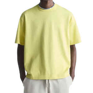 T-shirt décontracté noir épais pour homme, style streetwear de haute qualité, coupe ample, personnalisable, 100 % coton, uni et oversize - Product Image 2