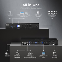 Commutateur KVM USB-C HDMI DP TESmart à double moniteur pour 2 ordinateurs portables et 2 PC, prend en charge la MST 4K60Hz pour la gestion des racks de serveurs