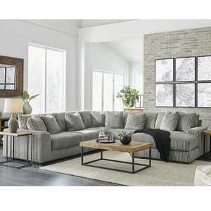 Canapé modulaire d'angle 5 pièces en tissu velours côtelé gris, canapé sectionnel moderne pour salon avec chaise longue - Product Image 1
