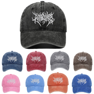Gorra de Béisbol de Mezclilla Bordada Estilo Gótico Vintage Lavado, Fabricante OEM de Ropa Urbana - Product Image 1