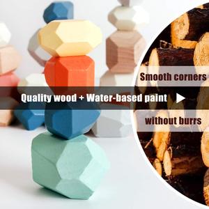 Nieuwe houten stapelstenen, balancerende stenen, regenboogkleurige houten blokken, Montessori kleuterspeelgoed voor kinderen, houten stapelstenen - Product Image 5