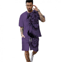 Nuevo Conjunto Deportivo Informal Holgado para Hombre, Estampado Animal Digital 3D, Cómodo y Versátil, Dos Piezas, Verano, Ecológico, Europeo