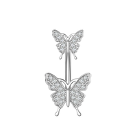 Bijoux de piercing personnalisés pour les fêtes de mariage Anneau de ventre papillon en zircon en acier inoxydable Bijoux de nombril en diamant pour ongles