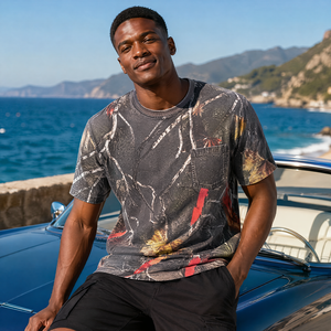 Custom Men's Print <b>T</b> <b>Shirt</b> Short Sleeve Crew Neck <b>Pocket</b> Tee OEM ODM Low MOQ Streetwear Top - Product Image 4