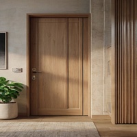 Porte de chambre en MDF à grain de bois naturel, finition claire, sur mesure, pour projets d'appartements et d'hôtels
