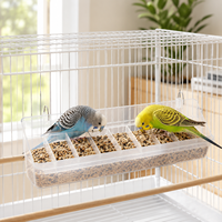 Mangeoire automatique transparente anti-éclaboussures et sans désordre pour oiseaux, distributeur de graines rectangulaire suspendu pour accessoires de cage