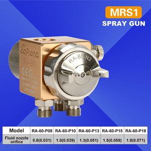 Pistolet de pulvérisation automatique pneumatique en acier inoxydable <span class=keywords><strong>Prona</strong></span> RA-60 RA-80 RAL-60 RAL-80, débit 190 ml/min, buses 0,8-1,8 mm, OEM - Product Image 2