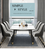 Ensemble de table à manger rectangulaire moderne, meubles de luxe en marbre, meubles de maison, petite table à manger en verre, ensemble de 4 chaises, 10 pièces