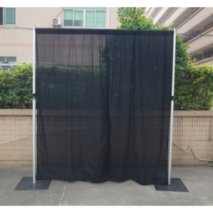 ผ้าม่านท่อเหล็กสีดำแบบยืดหดได้สำหรับฉากหลังบูธงานแต่งงาน - Product Image 2