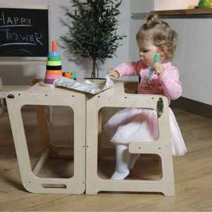 Offre Spéciale enfants cuisine escabeau avec tableau noir Montessori transformable <span class=keywords><strong>tour</strong></span> d'apprentissage - Product Image 2