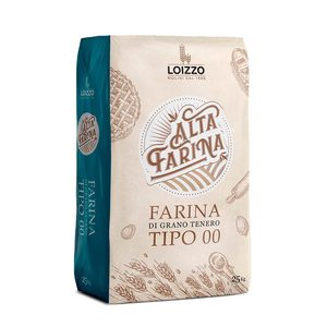 Farine de blé tendre de type 00, fabriquée en Italie, 25 kg, qualité supérieure pour boulangerie, desserts, produits sucrés, en sac en papier, par Molini Loizzo - Product Image 1