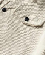 Blouson Bomber Décontracté Homme en Velours Côtelé à Manches Longues, Personnalisation Usine, Couleur Unie, Style Streetwear, Polyester