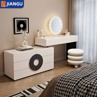Table de toilette moderne de luxe en marbre avec miroir à LED et tiroir - pour chambre à coucher, hôtel ou salle à manger, en bois