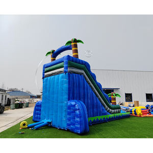 Toboggan aquatique gonflable de qualité commerciale pour adultes, toboggan aquatique gonflable en forme de palmier avec piscine, toboggans gonflables en PVC colorés - Product Image 2