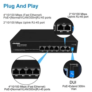 4 100mbps PoE Ports PoE Switch + 2 10/100Mbps Uplink Port Smart Network Switch