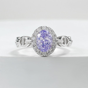 Sette. Un anello S925 <span class=keywords><strong>gioielli</strong></span> moda taglio ovale viola zirconi rodiato anelli per matrimonio - Product Image 1
