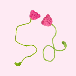 New Handmade Crochet Tulip Bookmark Creative Pastoral Style Flower Leaf Bag Charm Keychain Accessory