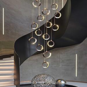Moderne Luxus-LED-Pendelleuchte Neues Design Modischer Kronleuchter Einfache Installation Langlebig Exquisit Lange Form für Treppenhaus - Product Image 5