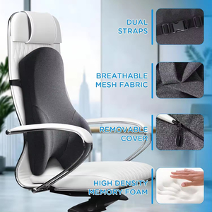 Cojín de Soporte Lumbar Ergonómico de Espuma Viscoelástica, Almohada de Soporte <span class=keywords><strong>para</strong></span> la Espalda Ajustable <span class=keywords><strong>para</strong></span> Silla de Oficina y Automóvil, <span class=keywords><strong>Respaldo</strong></span> Ortopédico Transpirable - Product Image 5