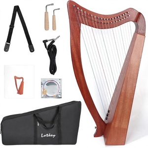 Harpe électrique en acajou Lotkey, 19 <span class=keywords><strong>cordes</strong></span>, clé de réglage, manuel d'instructions, câble audio - Accessoires complets pour débutants - Product Image 1